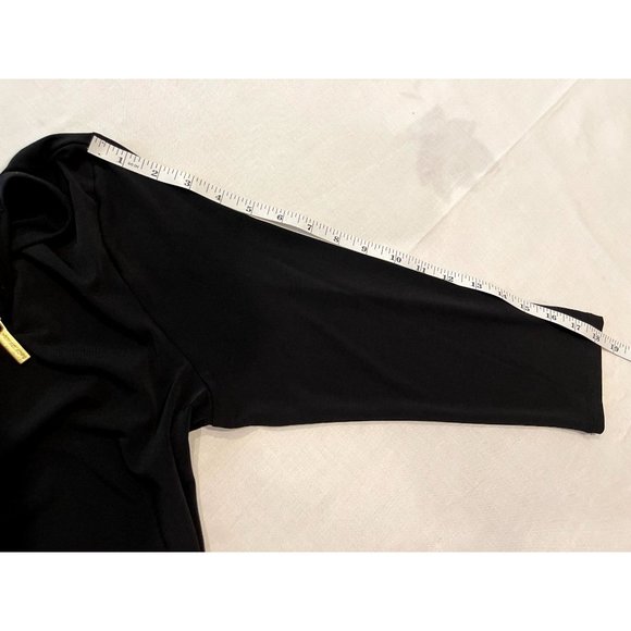 Michael Kors Women Shift Midi Dress Round Neck Back Zip 3/4 Sleeve Black Size M - Picture 8 of 12